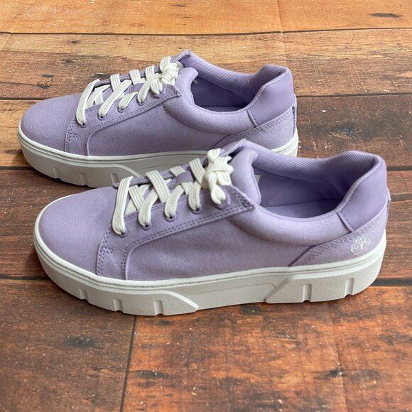 Timberland Women's Laurel Court Low Lace Purple Canvas Sneaker - Picture 5 of 6